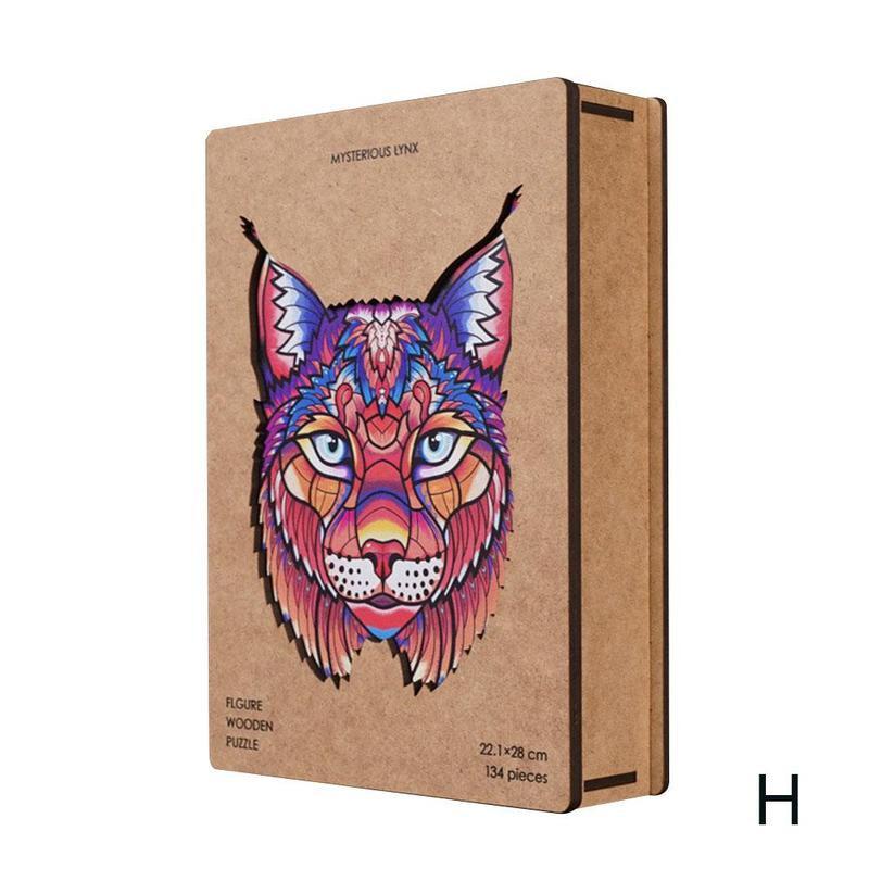 Puzzel Houten Puzzel Cartoon Dier Houten Legpuzzels Speelgoed Vroege Educatief Speelgoed Kerst Cadeau Voor Kinderen Cartoon Lion Dragon: H