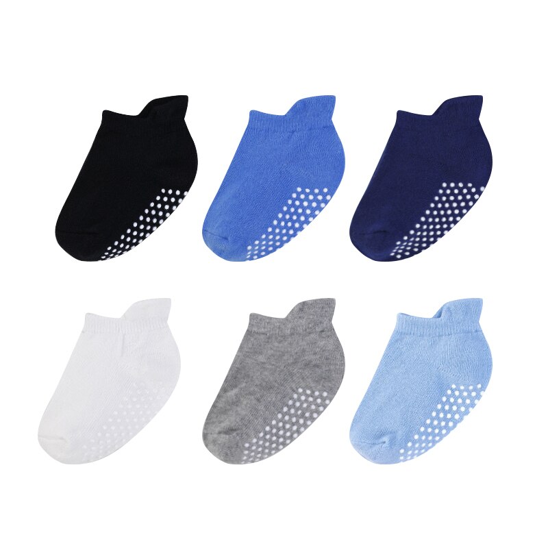 6Pairs Baby Sokken 100% Biologische Katoenen Baby Sokjes Met Non Non-Slip Zolen Unisex Anti Slip Baby sok Voor Meisjes Jongens 0-3Y: 02