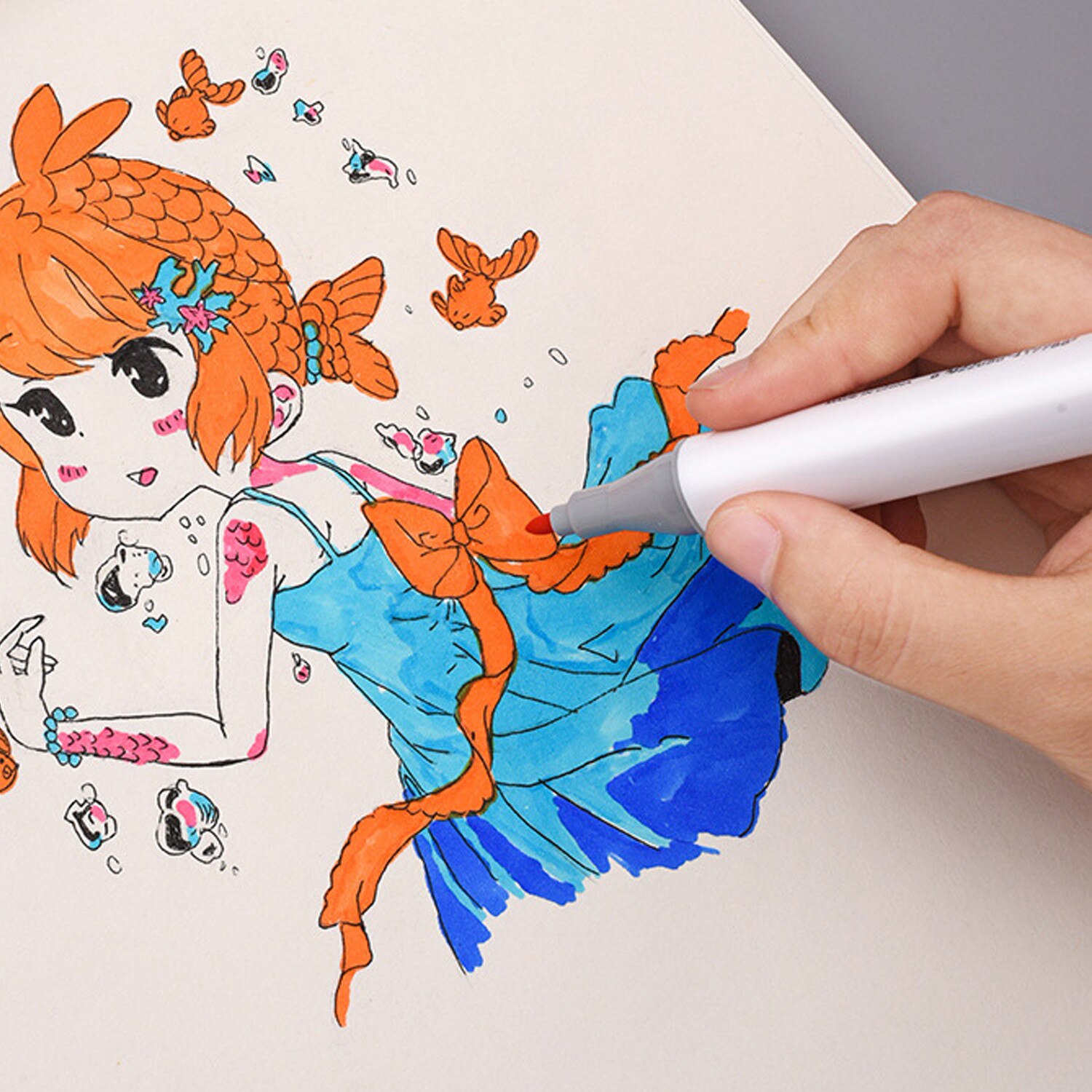 60 stk / sett kunstmarkører sett med tohodet kunstner skisse fet alkohol manga tusjpenner kunstforsyninger til tegning