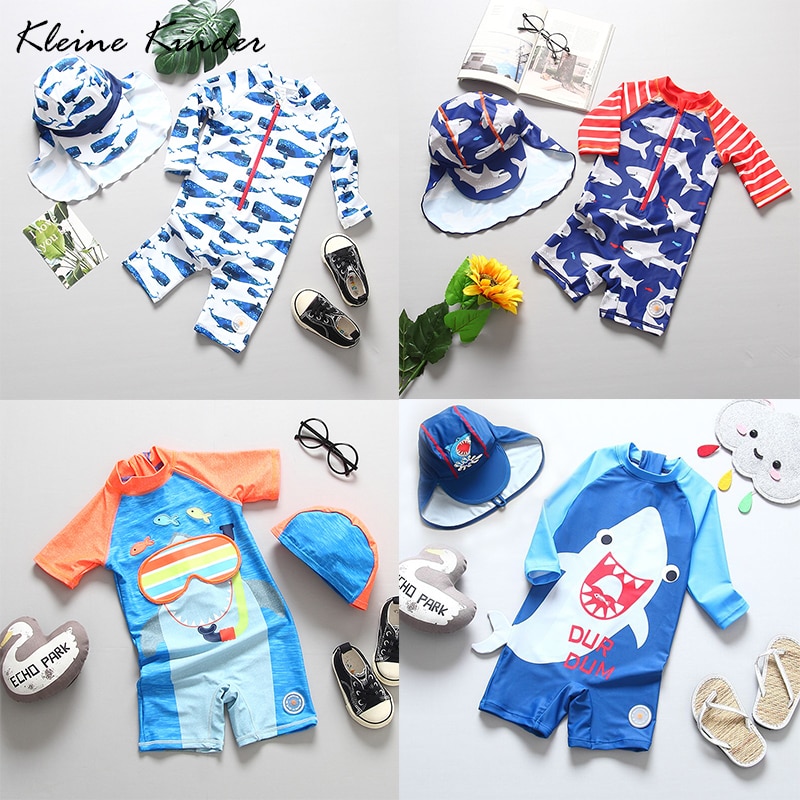 summer baby boy swimwear one piece swimsuit UPF50+ sun protected long sleeve infant baby toddler boys swimming bathing suit