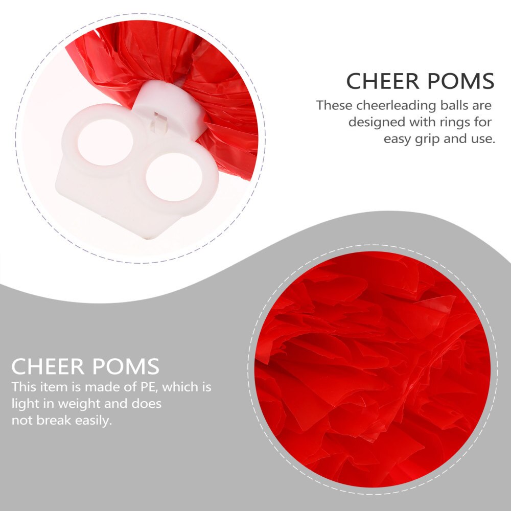 2Pcs Cheerleading Poms Portable Red Dance Poms Sport Poms Cheerleader Supplies Cheerleader Pom Poms for Sport