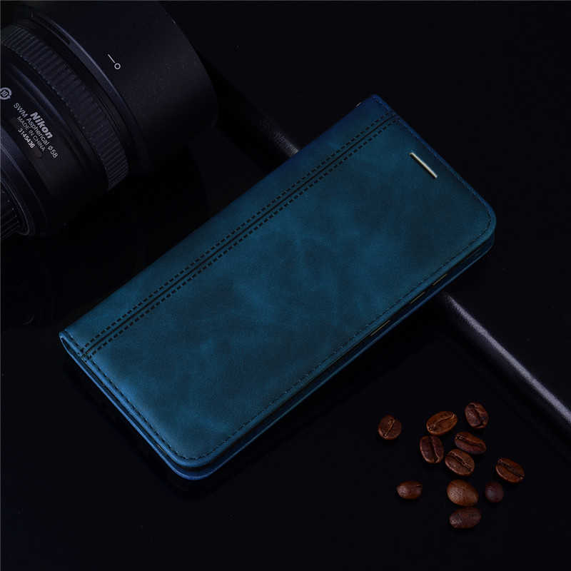 Huawei P Smart Case Magnetische Leather Wallet Flip Card Hold Phone Case Voor Huawei P Smart POT-LX1 POT-LX3 cover Coque: Blue