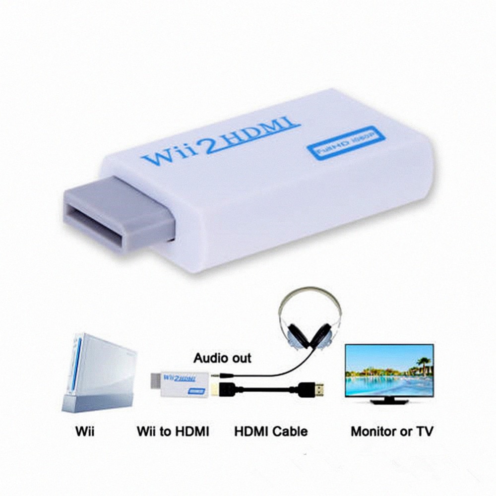Full Hd Hdmi 1080P Converter Adapter Met 3.5 Mm Audio-uitgang Voor Wii 2 Hdmi wit 012