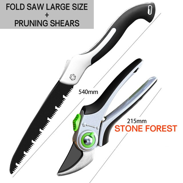 DTBD Gardening Pruning Shears Set Plant Trim Fruit Shears Multi-Function Tree Scissor Garden Shears Set 540MM Saw Hand Tool: Gray 540MM Saw Set