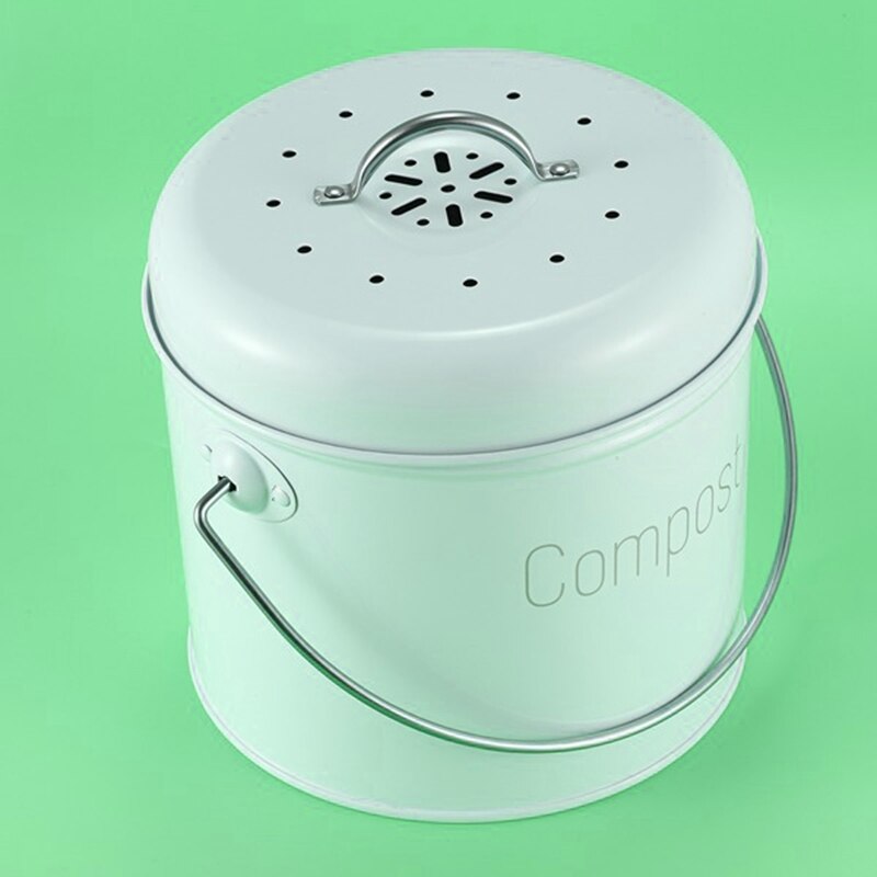 -Compost Bin 3L Keuken Compost Bin-Keuken Composter Voor Voedsel Afval Kolen Filter, licht Groen