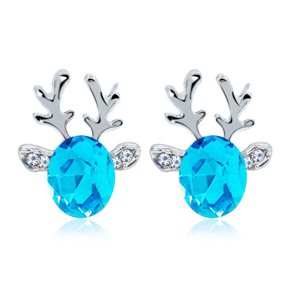 Octbyna-pendientes de venado de cristal con diamantes de imitación, joyería ,: Sky Blue