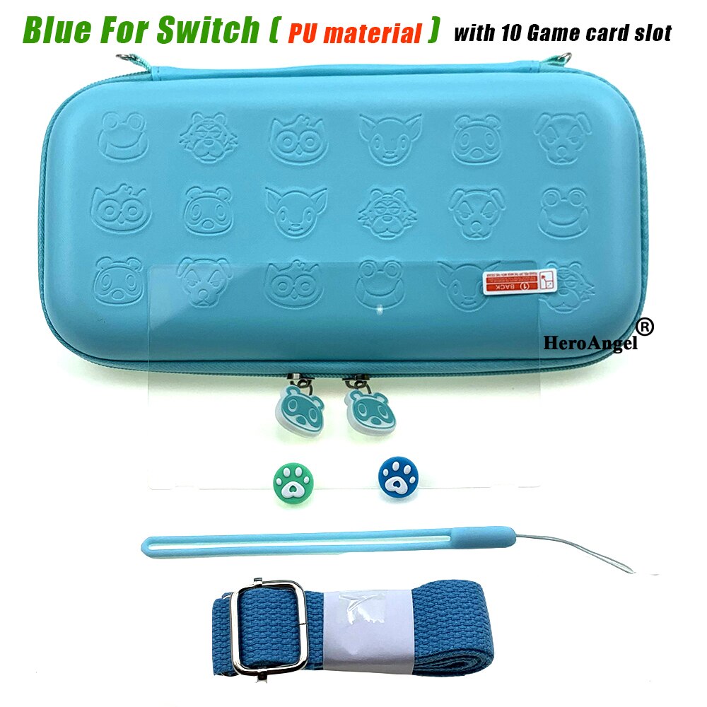 Mignon rose cerisier fleurs sac de rangement housse pour Nintendo Switch portable voyage sac de transport Switch jeu accessoires: PU Blue