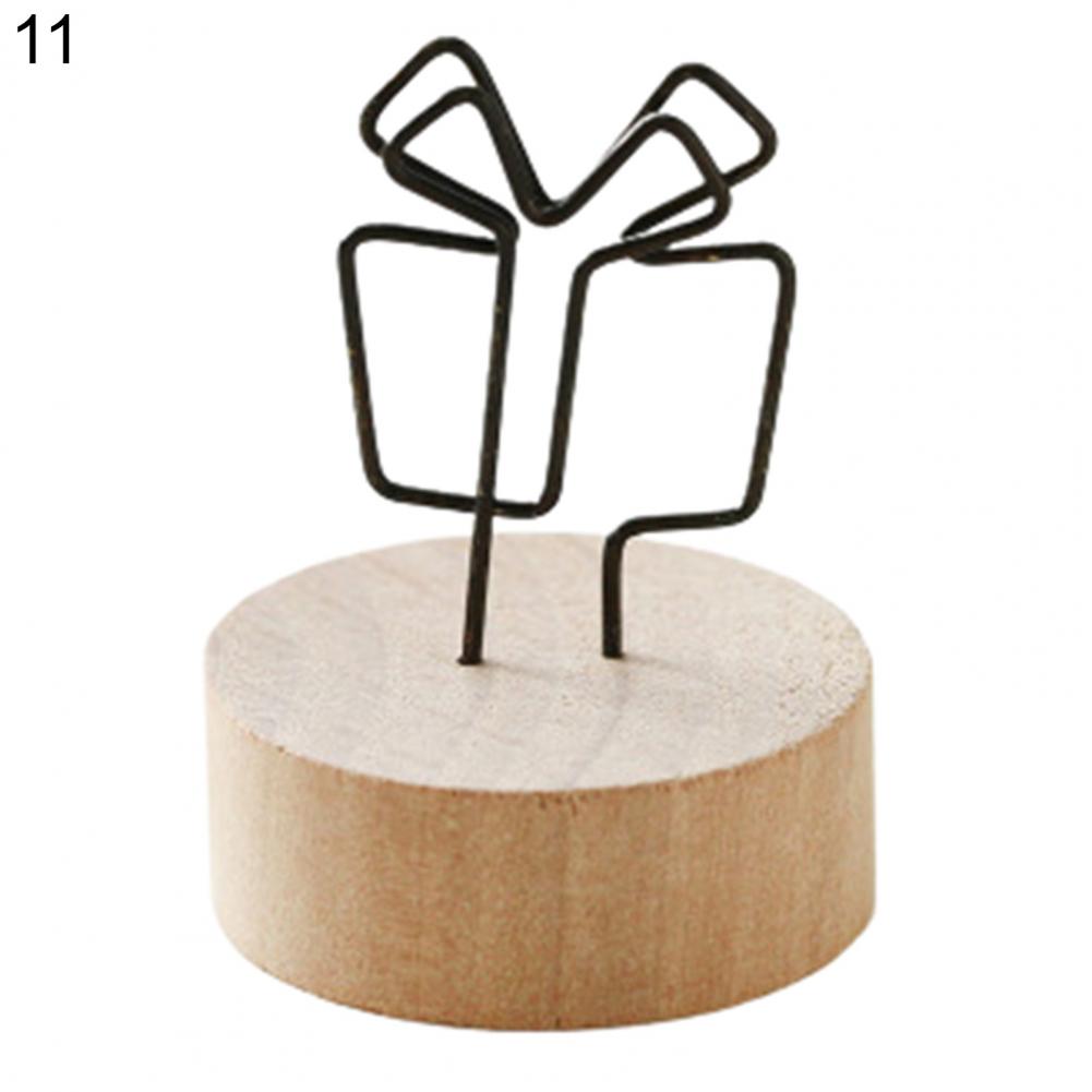 Lightweight Durable Metal Photo Clips Wooden Base Photo Holder Compact for Dorm: 11
