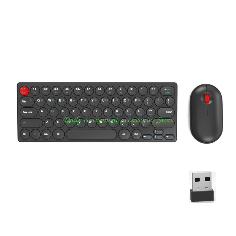 97QB Retro Round Keycap Wireless Keyboards Mouse Bundles 2.4G Silents Button Long Battery For Home Office Setups
