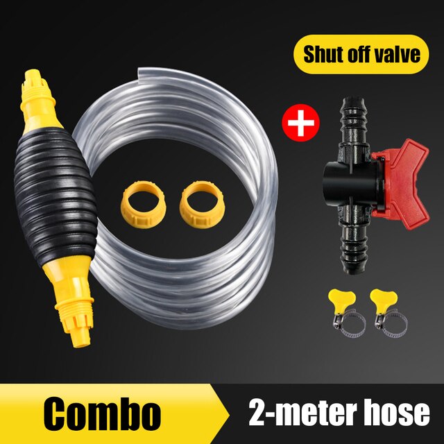 Universal Car Motocycle Siphon Pump Portable Fuel Hand Pump Manual Fuel Gasoline Diesel Transfer With Pvc Hose One Way Valve: D