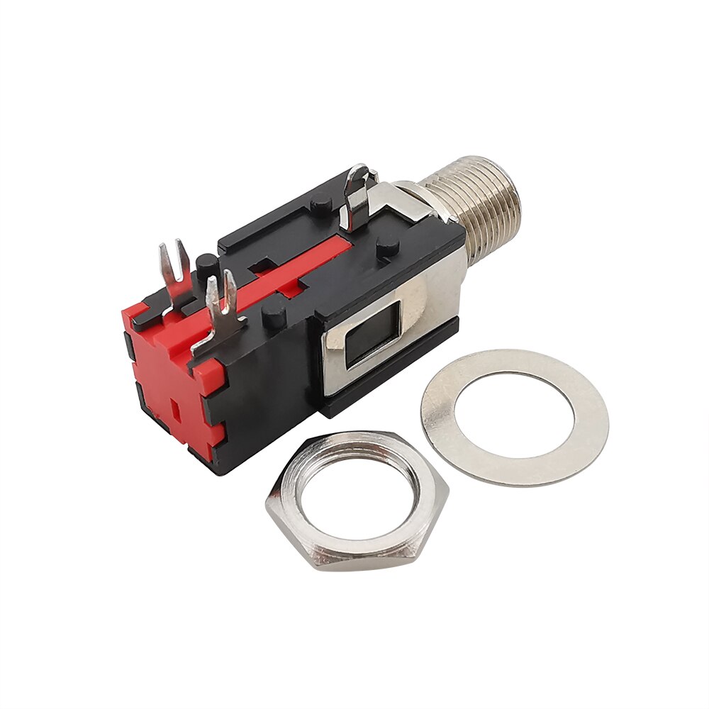 6.35mm Stereo Female Jack Audio Connector Right Angle 3 Pin 6.35mm 1/4" Jack Audio Headphone Nut Panel Mount Socket Connector