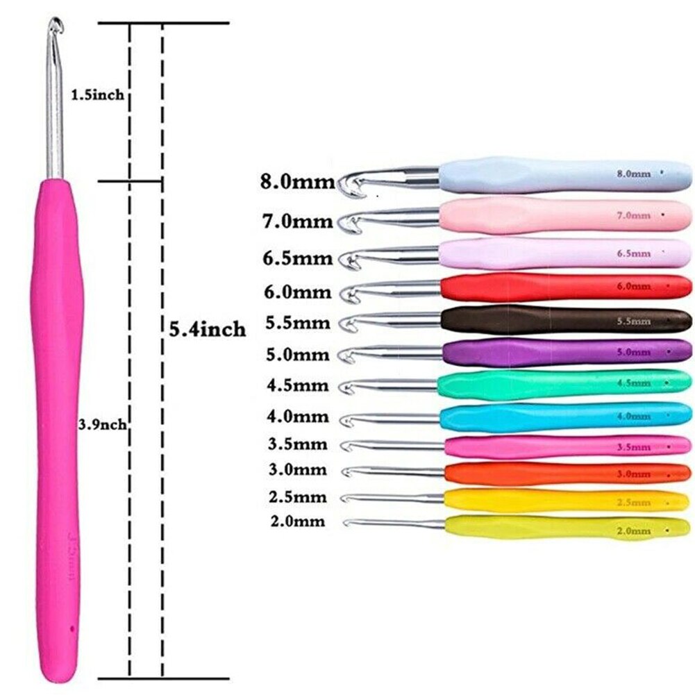1pc Aluminum Crochet Hook Crochet Needles 2-10mm For Knitting Sewing Needles Tool With Randomly Soft Rubber Handle