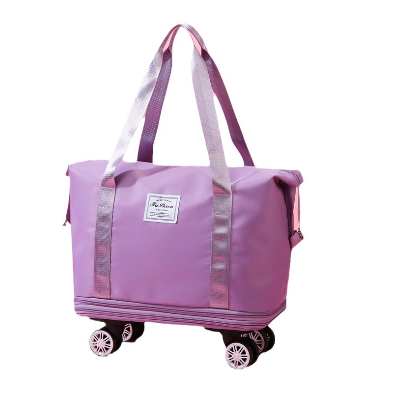 Bolsa de equipaje expandible con ruedas, paquete de lona con ruedas, maleta de viaje plegable, bolsillo con asa, bolsa de almacenamiento de equipaje de viaje húmeda y seca
