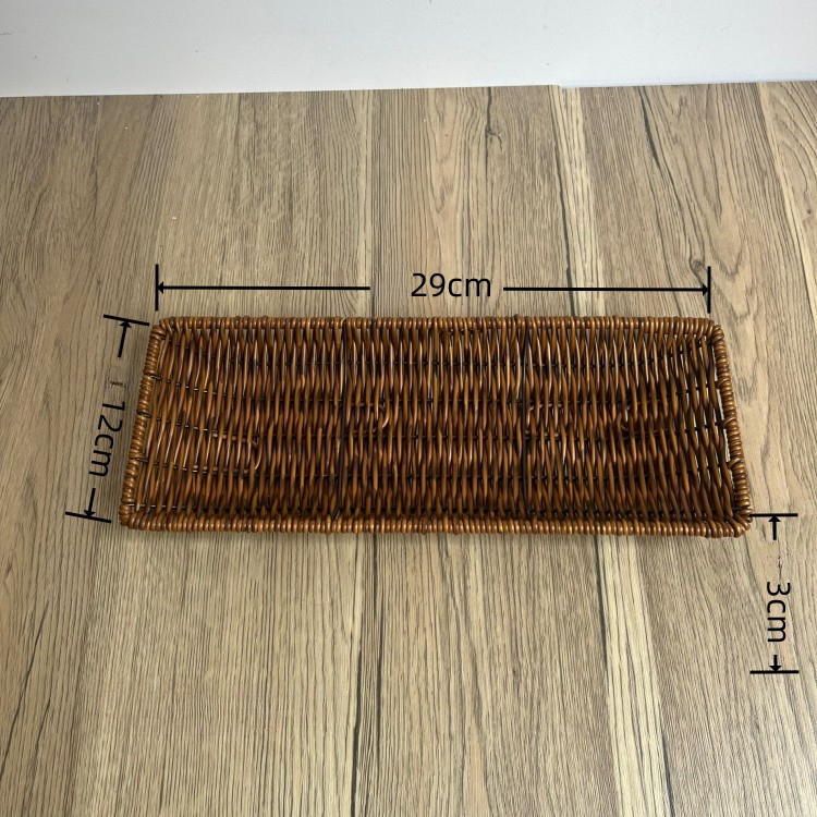 Supermarket Fruit and Vegetable Display Basket Dim Sum Basket Square Storage Basket Woven Fruit Basket Snacks Bread Snack Basket: plum