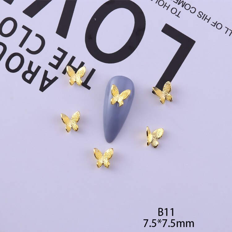 50 pezzi di ciondoli in lega d'oro e d'argento per unghie papillon farfalla 3D multi-forme accessori per unghie per ciondoli gioielli per chiodo arte giapponesi: Grigio scuro