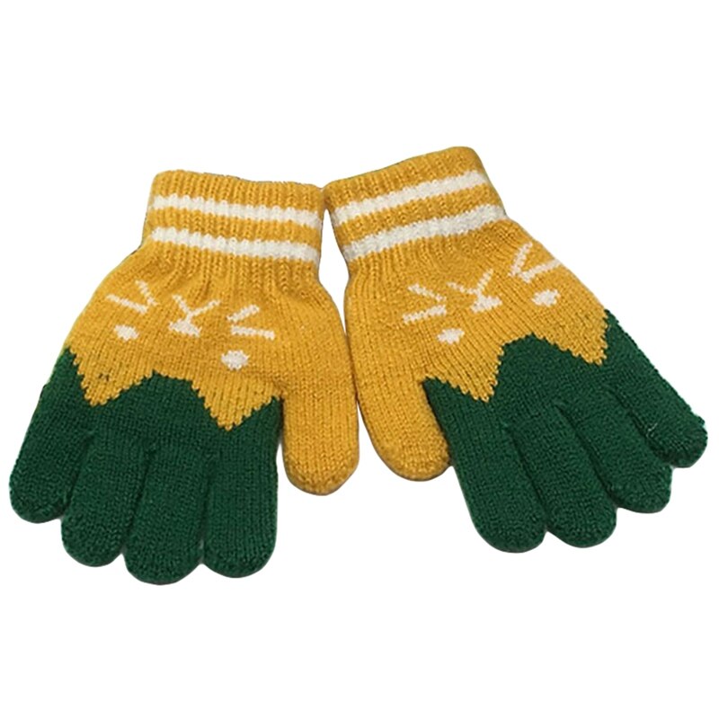 1Pairs Winter warme Baby Gestrickte Handschuhe Für 4-7 Jahre Kinder Handschuhe Mädchen Junge Finger Samt Dicken Winter handschuhe Weihnachten: YW