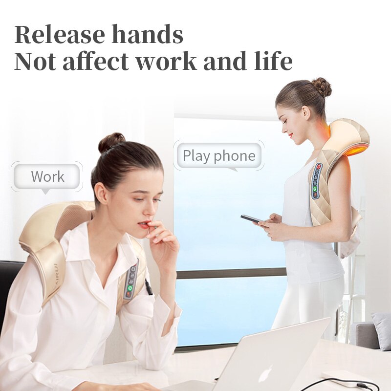 JinKaiRui – masseur électrique Shiatsu pour le dos, les épaules, le cou et le corps, châle multifonctionnel, pétrissage chauffant à infrarouge, voiture/maison