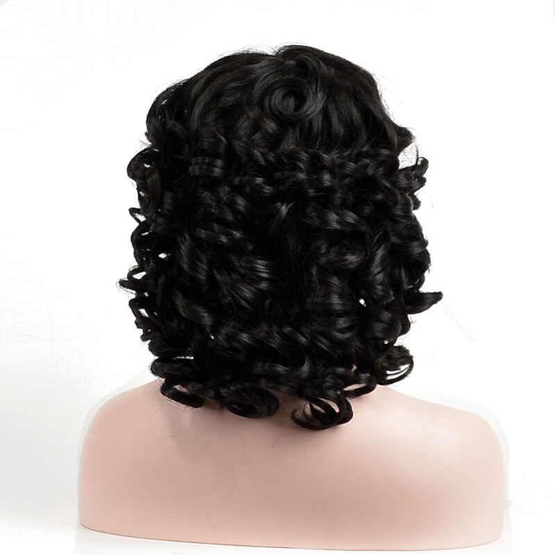 Ifiber Short Curly Wig for Black Women Afro Curly Hair Bob Wig for African American Heat Resistant Should Length Wig