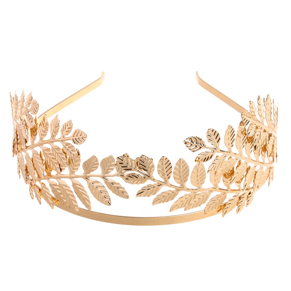 Vintage Hårbøjle Guld Blade Krans Bryllup Brude Tilbehør Hårbånd Kvinder Retro Krone Smykke Tiara: 6