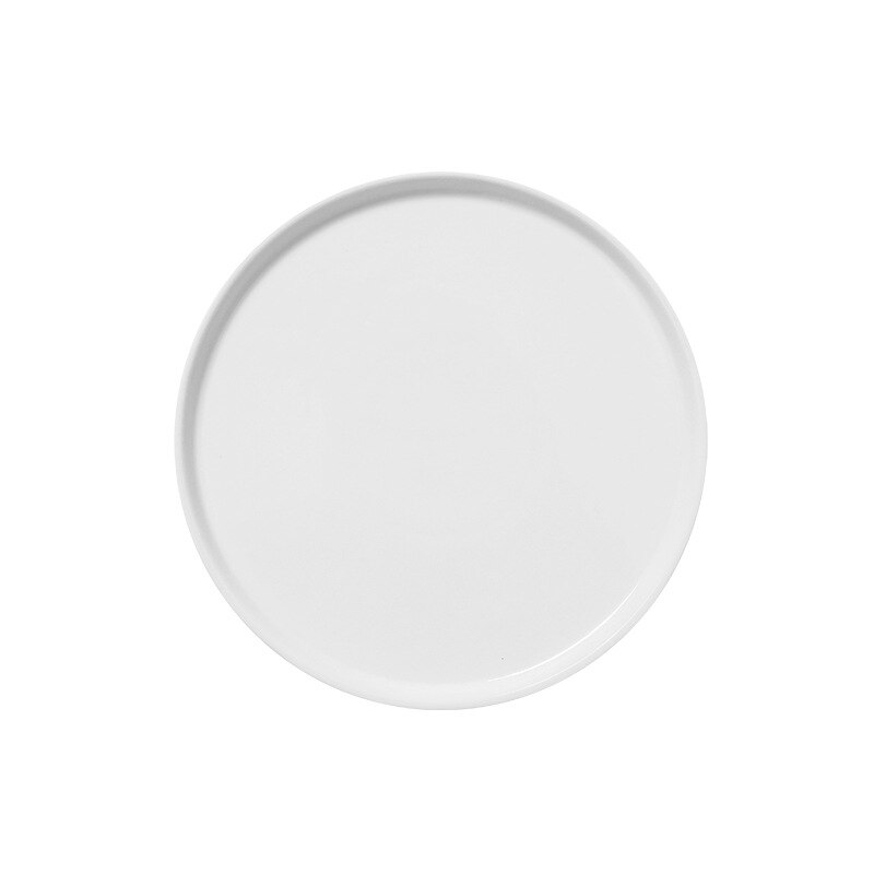 European white plate ceramic plate flat bottom round steak plate Western restaurant tableware cake pizza customization