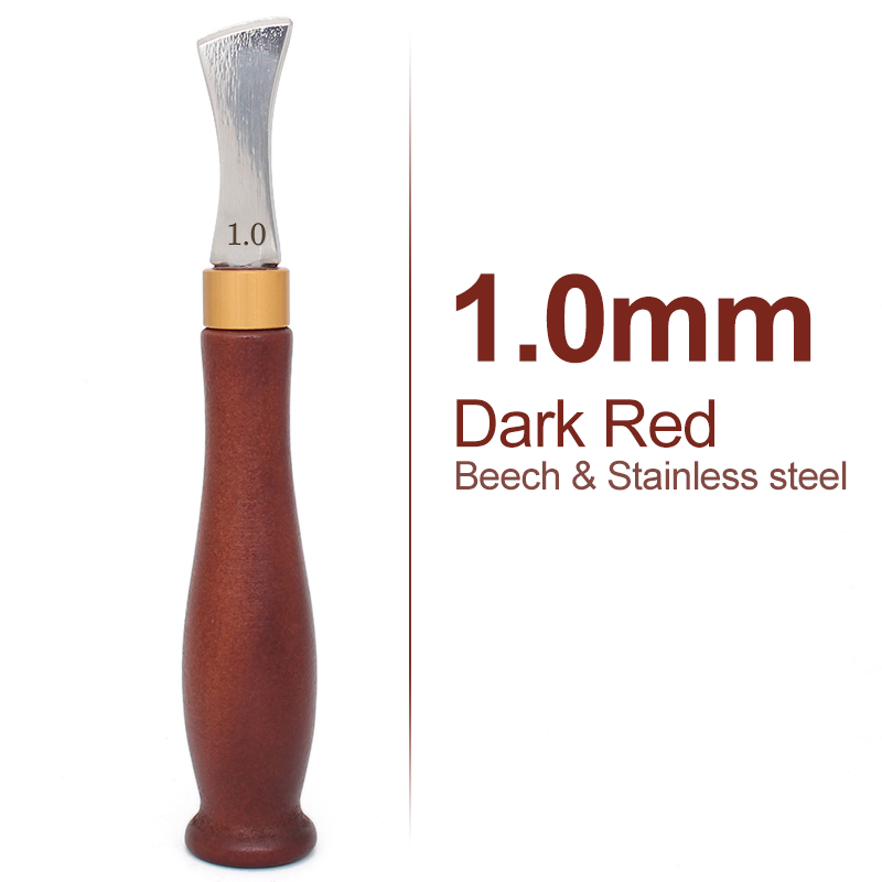 Leather Edge Creaser Tool, Stainless Steel Shallow Slot Edge Linear Marking Crimping Working Wood Handle Tools for Leather Craft: Dark Red 1.0mm