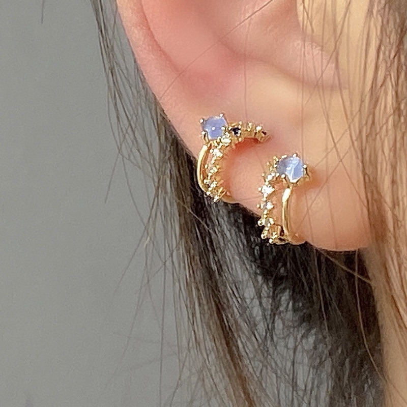 exquisit Gold Opal Kreis Ohrringe Für Frauen AAA Zirkon Glänzenden Strass Blätter Schmetterling Platz Ohrring Hochzeit Schmuck: ER22Y0137
