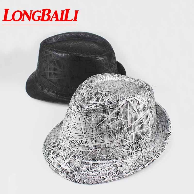 Autumn Leather Fedora Hat Pattern Trilby Jazz Caps Gangster Fedora Hats For Men MEDB010
