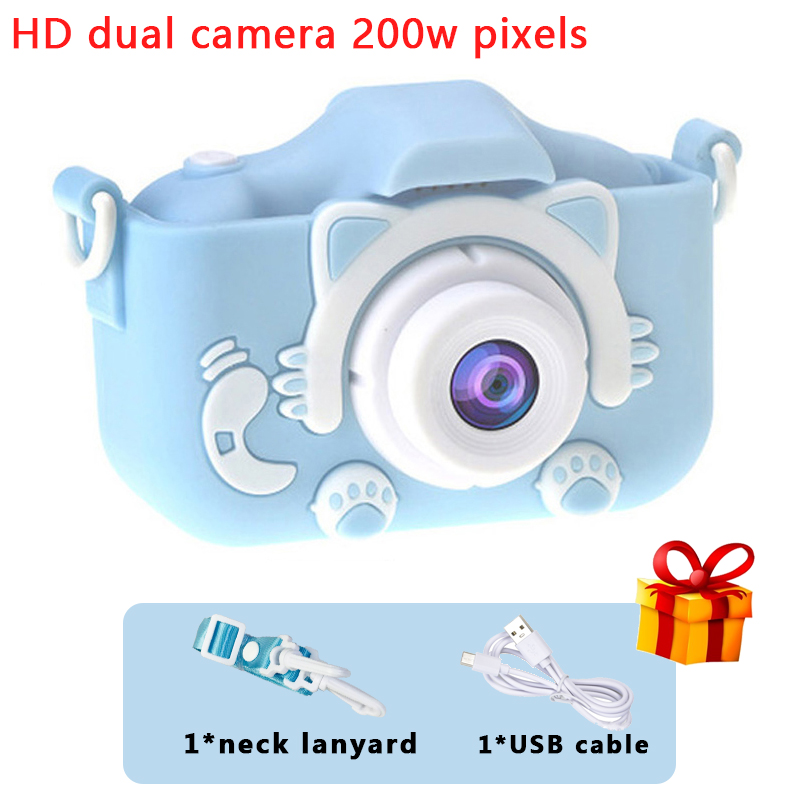 Kids Camera Digitale Draagbare 2 &quot;Hd Kinderen Mini Camera Voor Verjaardag Kerst Cadeau Kind Educatief Speelgoed Camera Voor Meisje jongen: Blue cat