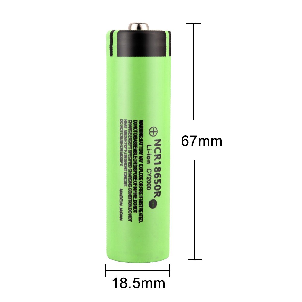 Batería recargable de litio para linterna NCR18650R, 100% V, 3,7 mAh, 2000 Original, botón superior, novedad 18650