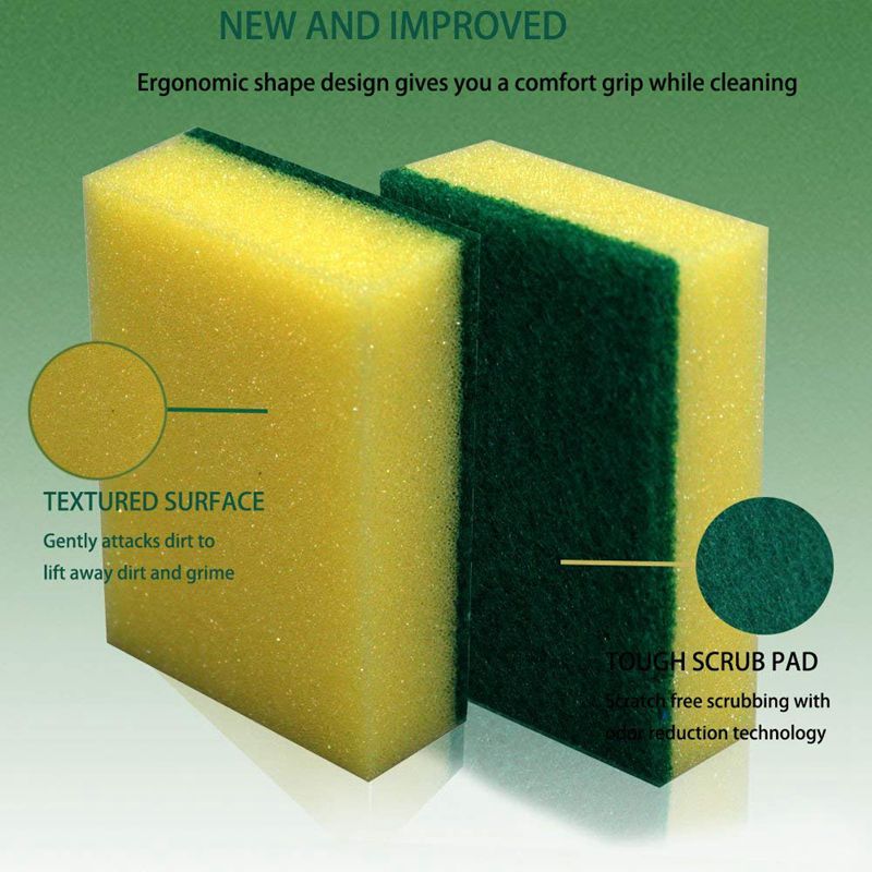 Raskaat monikäyttöiset puhdistussienet hankaavat naarmuuntumattomia sienenpesuastian sieniä käytettäväksi keittiöissä, kylpyhuoneissa, autoissa ja hajuttomina