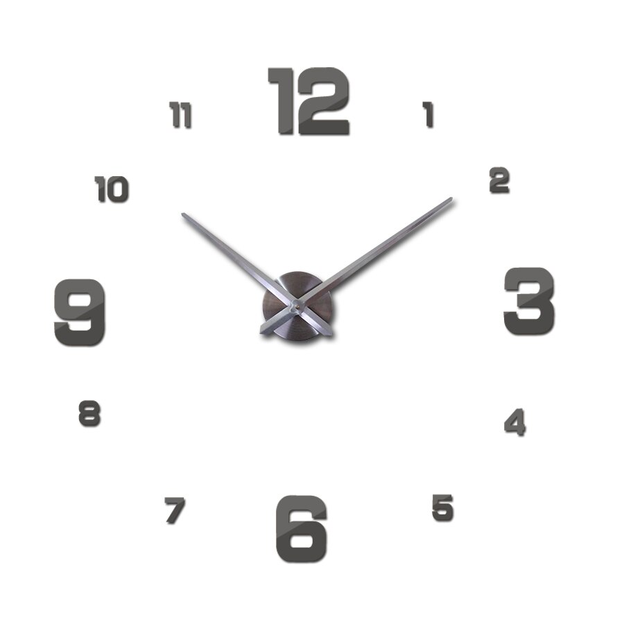 Real uhr 3d wanduhr diy spiegel Zauberstab aufkleber moderne wohnzimmer quarz metall uhren dekoration uhr: Dunkelgrau / 47Zoll