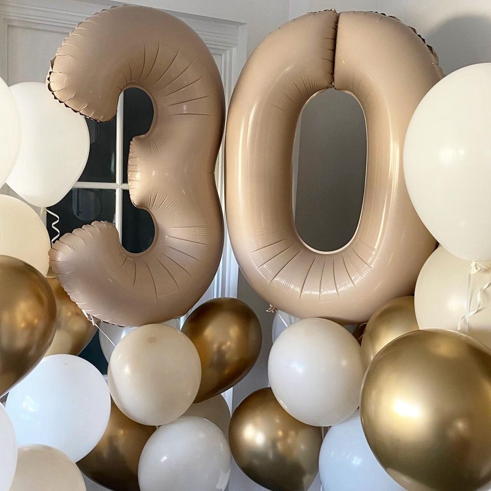 Globo con número de café Vintage de 40 pulgadas, juego de globos de caramelo Beige Retro para 30 40 50, suministros de decoración para de feliz cumpleaños, 1 ud.