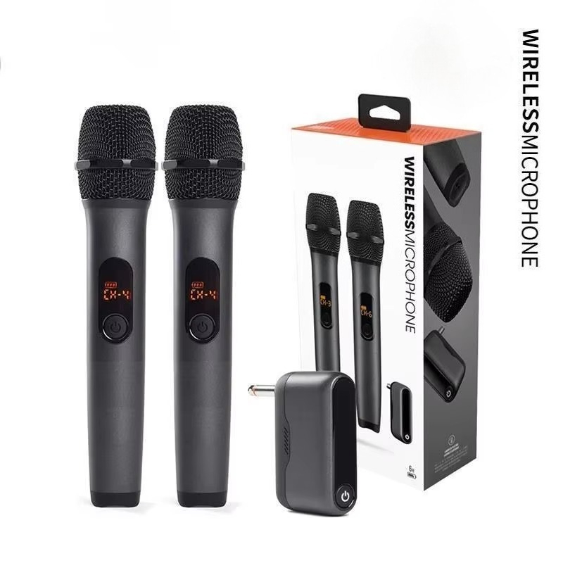 WIRELESS MICROPHONE Handheld UHF Dual Channel 6.3 Interface 1 Tow 2 Home KTV Show Singing Speech Microphone K-song