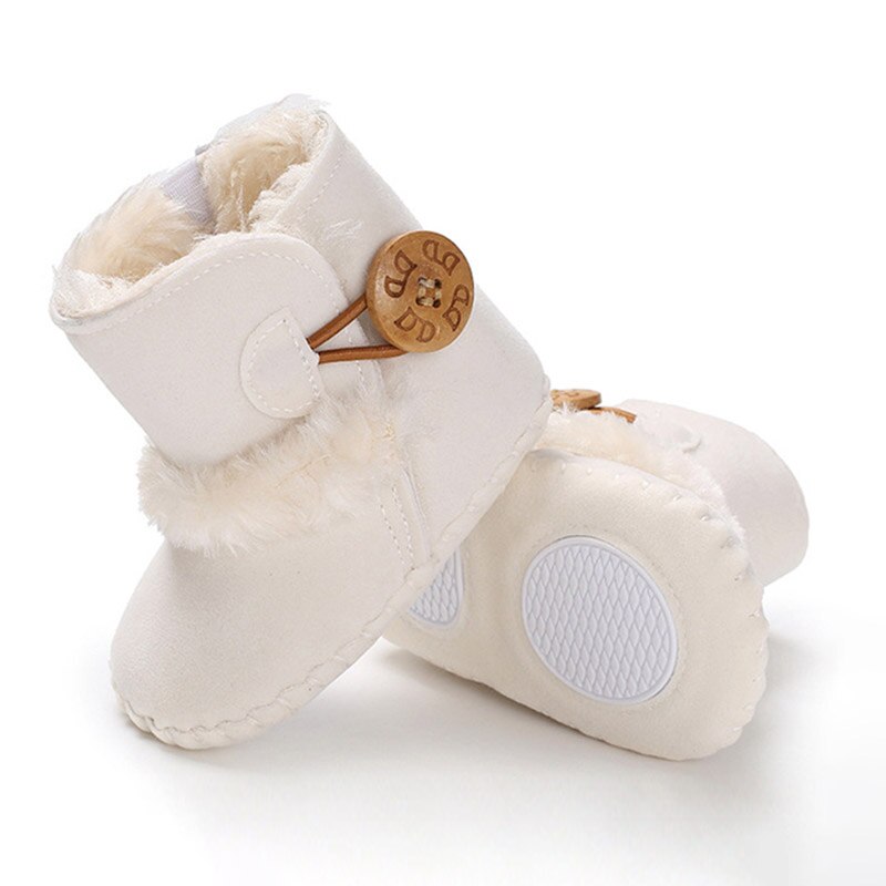 Inverno manter quente sapatos de neve botão do bebê pelúcia tornozelo bootie ao ar livre anti-deslizamento infantil criança botas de caminhada cor sólida moda