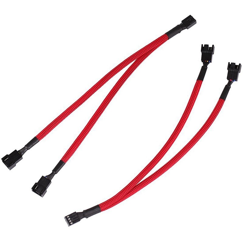 10Pc 4 Pin Extension Cable PWM Fan Splitter Cable Splitter CPU Fan Sleeved Adapter Lead Line Connector Cable Red & Black