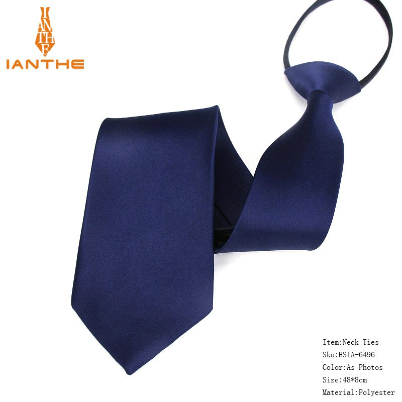 Men Necktie Zipper Lazy Tie Solid 8cm Ties Business for Man Gravatas Handkerchief Bowtie Mens Wedding Shirt Accessories: IA6496