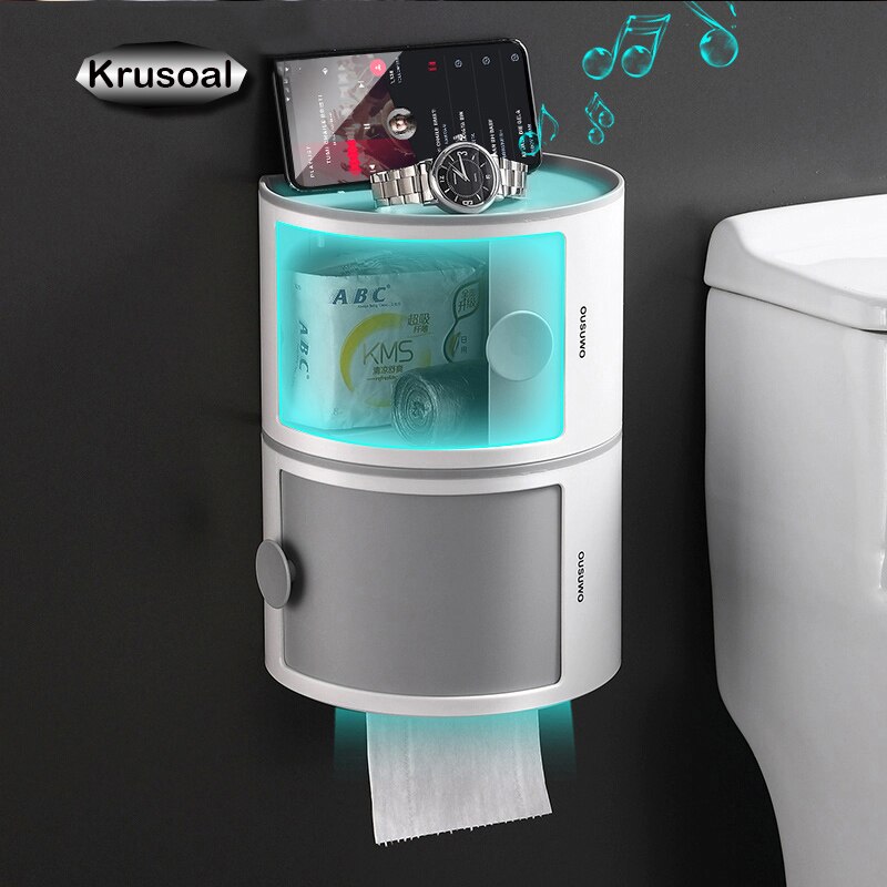 Toiletpapirkasse kosmetisk opbevaringsboks vandtæt vægmonteret papirholder hylde rulle papir opbevaringsboks