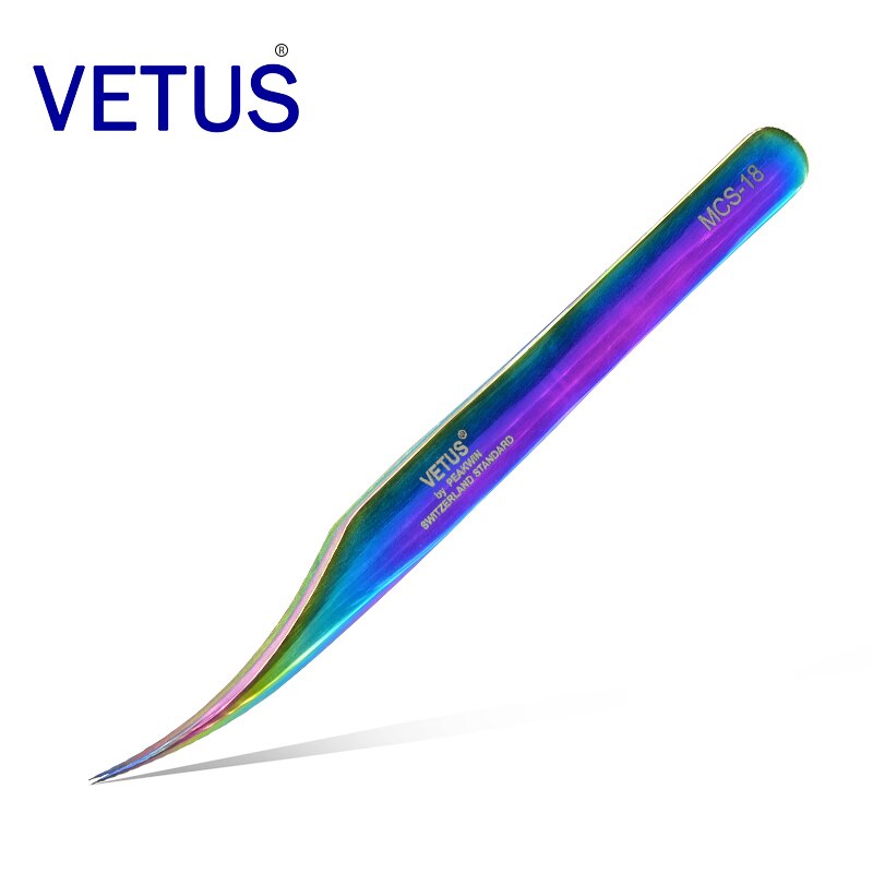 Vetus mcs serie regnbåge skönhet smink pincett fantasy ljus premium pincett för ögonfransförlängning