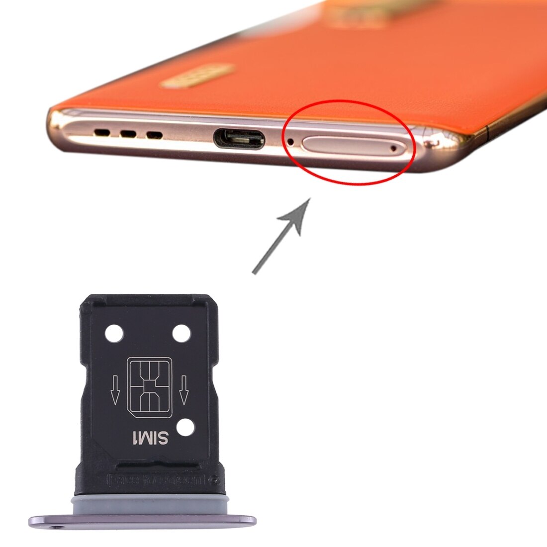 Vassoio SIM + vassoio SIM Card per OPPO trova X2 Pro: Black