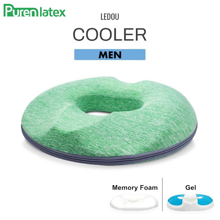 PurenLatex Summer Ice Cold Gel Memory Foam Office Chair Cushion Car Seat Coccyx Comfort Hemorrhoids Treat Post Surgery Pillow: Men Green