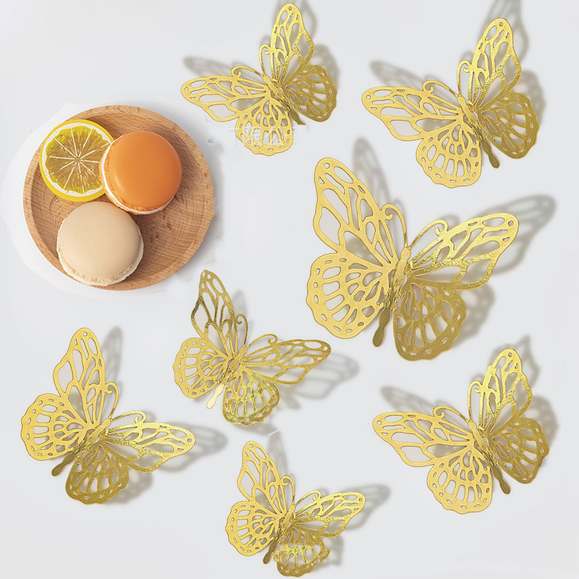 48 piezas de decoración de pared de mariposa 3D, 4 estilos, 3 tamaños, decoraciones de mariposas doradas para decoraciones de habitación de pastel de de cumpleaños de mariposa