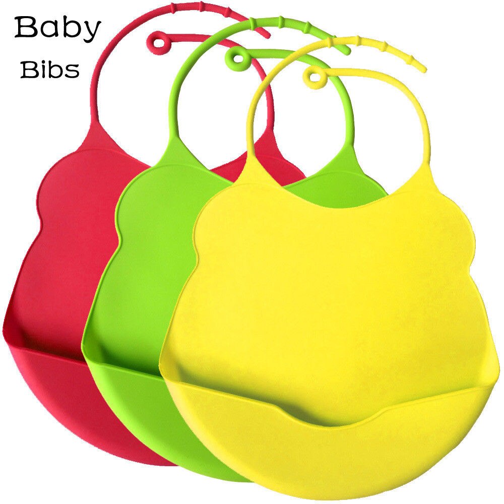 Brand Infant Baby Kids Silicone Cartoon Bib Baby Lunch Feeding Bibs Waterproof Bibs Burp Cloths Saliva Pocket 2-12M