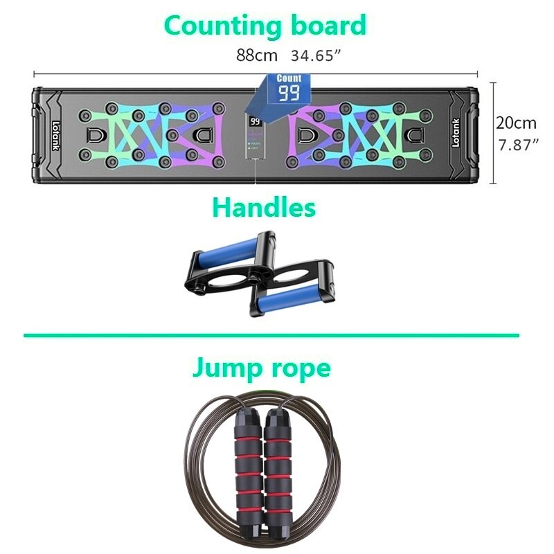 88cm Counting Push Up Board Home Gym Training Pectoralis Arm Muscles Latissimus Dorsi Multifunctional Push-up Brace Stand Plates: Counting jump rope