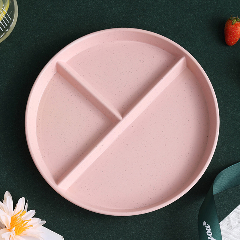 Plato de comida redondo y cuadrado para adultos, plato de cena reutilizable, Control de porciones, dieta, 3 compartimentos, apto para microondas, PP: Rojo