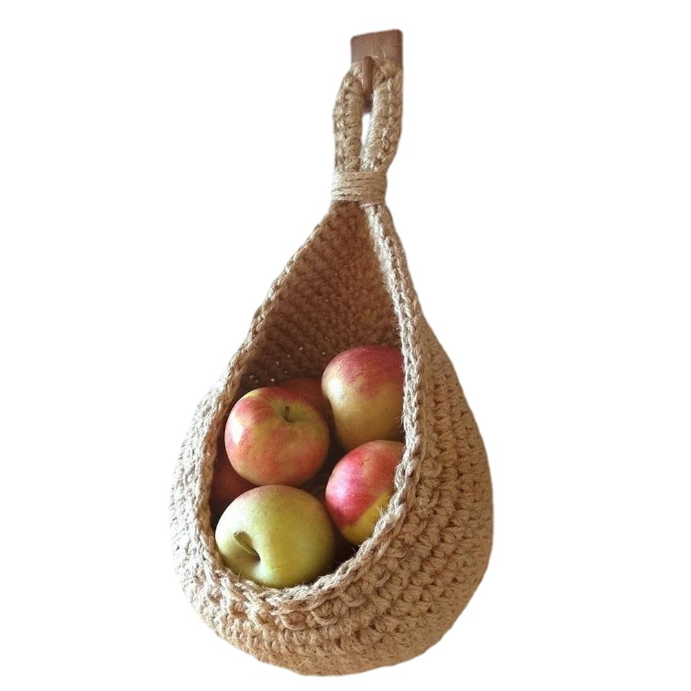 Hanging Wall Vegetable Fruit Basket Kitchen Hanging Storage Farm House Basket Bohemian Handwoven Wall Mount Fruit Veggie Basket: large