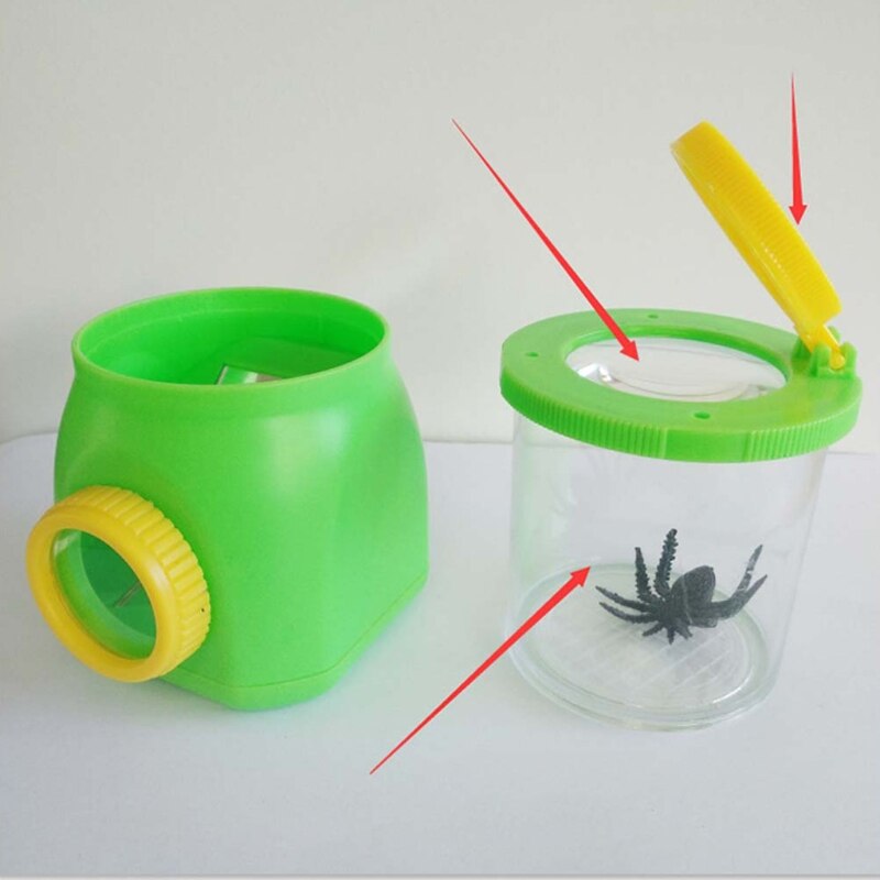 Portable Children Outdoor Insect Observation Box Flip Lid Two-way Magnifying Glass Observation Cup Kids Birthday