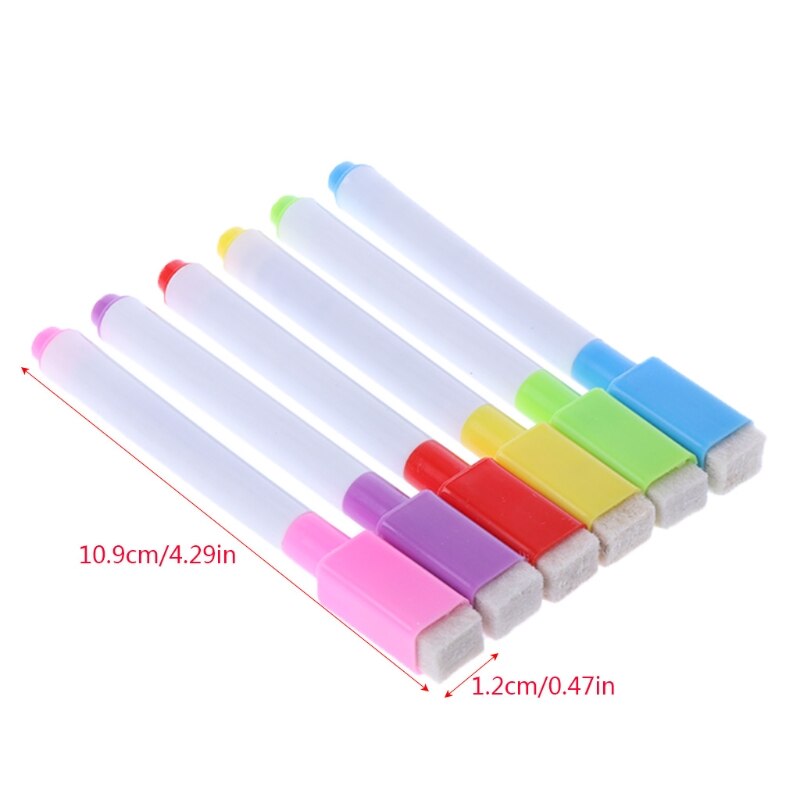 6 unids/set pizarra borrable Rotulador con goma de borrar materiales escolares
