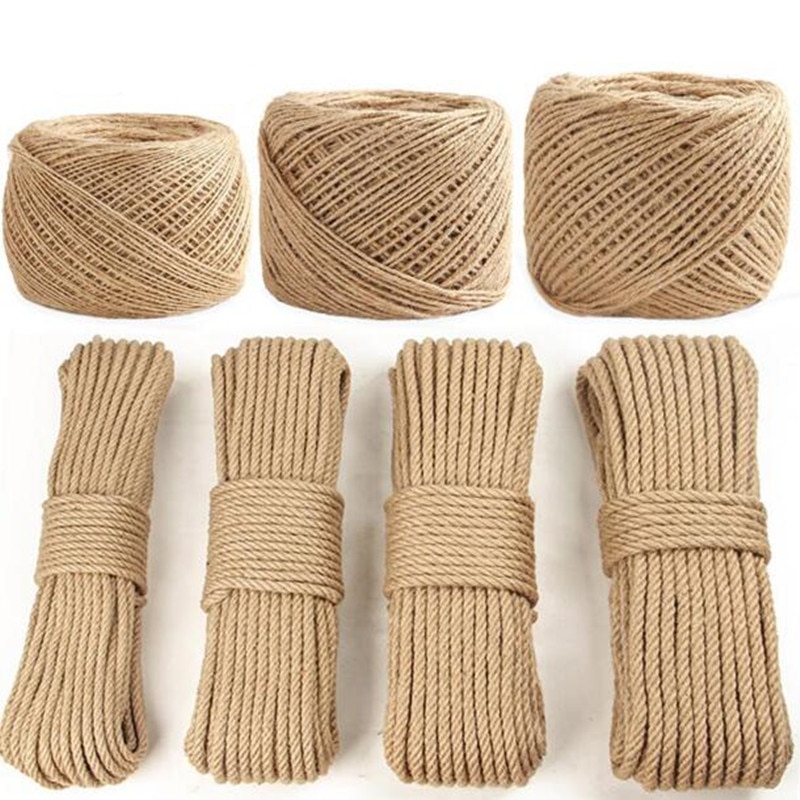 Pick 6 Diameter Natural Hemp Cords Linen Jute Cord Thread for Package Weaved Crafts Handcraft PP061001