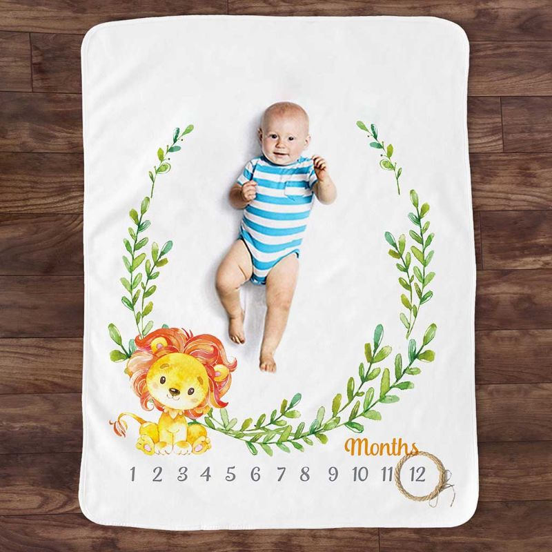 Baby Monthly Record Growth Milestone Blanket Animal Pattern Photography Props Q1FE