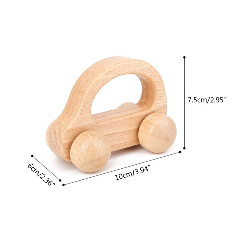 Baby Teething Wooden Car Educational Blocks Teether Infant Grasping Chewing Sensory Cartoon Puzzle Toys